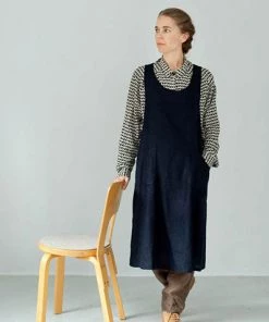 Fog Linen Work Linen Japanese Over-Apron Navy