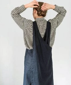 Fog Linen Work Linen Japanese Over-Apron Navy