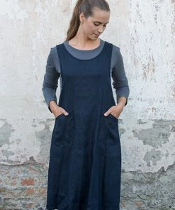 Fog Linen Work Linen Japanese Over-Apron Navy