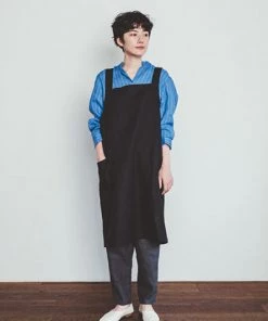 Fog Linen Work Kitchen & Table Cross Back Work Apron Black