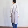 Fog Linen Work Cross Back Work Apron Grey White Stripes