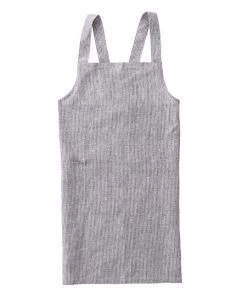 Fog Linen Work Cross Back Work Apron Grey White Stripes