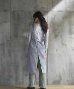 Fog Linen Work Cross Back Work Apron Herringbone