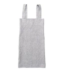 Fog Linen Work Linen Square Cross Apron Grey White Stripe