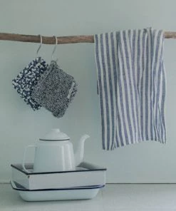 Fog Linen Work Linen Kitchen Cloth Blue White Stripes Kitchen & Table