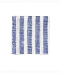 Fog Linen Work Linen Coaster Blue White Stripes