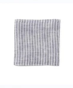 Fog Linen Work Linen Coaster Grey White Stripes Linen Placemats & Coasters