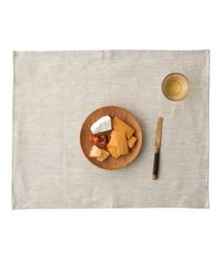 Fog Linen Work Linen Placemat Denim White Linen Placemats & Coasters