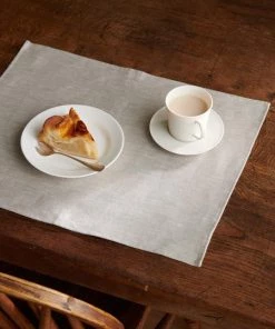 Fog Linen Work Linen Placemat Denim White Linen Placemats & Coasters