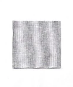 Fog Linen Work Linen Napkin Grey White Stripes