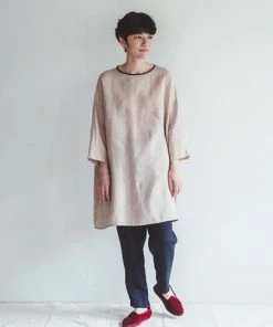 FOG LINEN WORK EUROPE Lena Top Gris Ivoire Women's Clothing