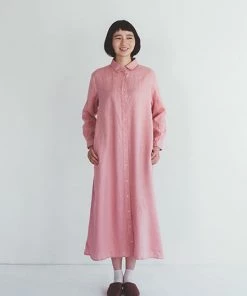 FOG LINEN WORK EUROPE Akari Shirt Dress FLAMANT ROSE Women's Clothing