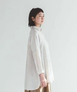 FOG LINEN WORK EUROPE Kaho Oversized Shirt ECRU BEIGE Women's Clothing