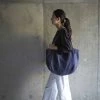 Fog Linen Work Accessories June Tote Bag Denim Navy