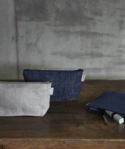Fog Linen Work Romy Pouch M Denim Blue