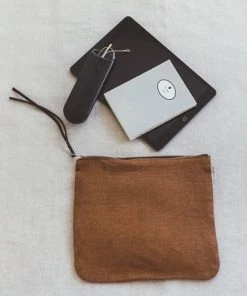 Fog Linen Work Accessories Canna Pouch Ocre Large