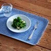 Fog Linen Work Linen Tray L Blue White Checks