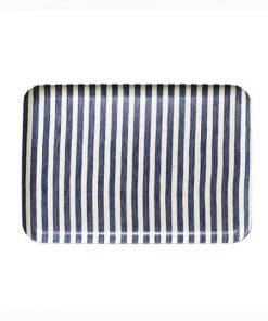Fog Linen Work Linen Trays Linen Tray L Blue White Stripes