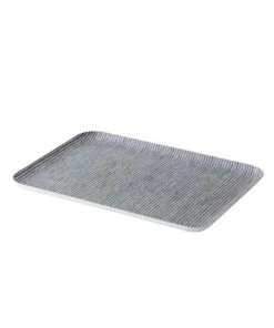 Fog Linen Work Linen Tray L Grey White Stripes