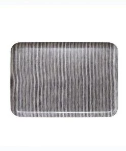Fog Linen Work Linen Tray L Grey White Stripes
