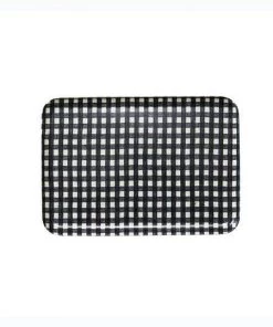 Fog Linen Work Linen Tray M Navy White Checks