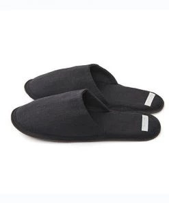 Fog Linen Work Bed & Bath Linen Slippers Graphite