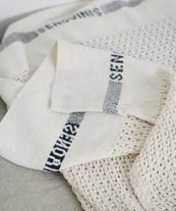 Fog Linen Work Bed & Bath Knitted Cotton Blanket