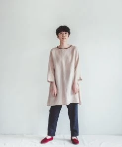 FOG LINEN WORK EUROPE Lena Top Gris Ivoire Women's Clothing