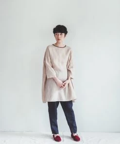 FOG LINEN WORK EUROPE Lena Top Gris Ivoire Women's Clothing