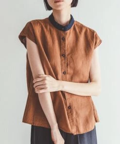 FOG LINEN WORK EUROPE New Arrivals Sienna Top NOISETTE