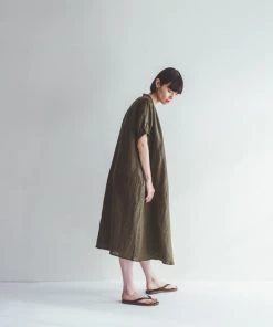 FOG LINEN WORK EUROPE New Arrivals LEXI Dress Olive
