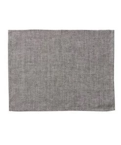 Fog Linen Work Linen Placemat Herringbone Black Linen Placemats & Coasters