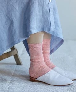 Fog Linen Work Accessories 【Restocked】Linen Socks Coral Pink