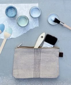 Fog Linen Work Accessories Tina Pouch Natural & Black