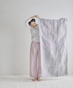 Fog Linen Work Chambray Linen Towel L "Grey"