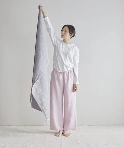 Fog Linen Work Chambray Linen Towel L "Grey"