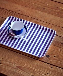 Fog Linen Work Kitchen & Table Linen Tray M Blue White Stripes