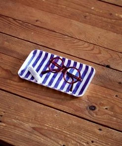 Fog Linen Work Size S Linen Tray S Blue White Stripes